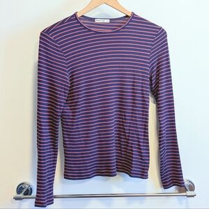 Marine Layer Navy Stripe LS Top, Ribbed - S/M